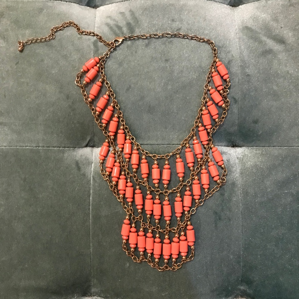 Forever 21 Coral Three-tier Necklace